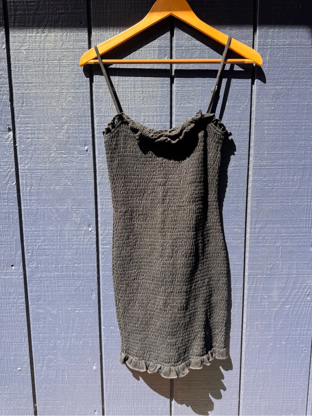 Lulu's Black Smocked Ruffle-Trim Cami